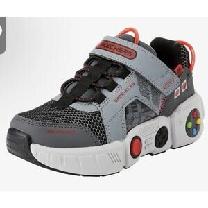 Skechers Kids Gametronix Athletic Sneaker Grey Hook And Loop Memory Foam 12 NIB